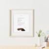 Cozy office interior with Felix Doolittle's hand-drawn watercolor giclée art print of the poem A Winter Day, showcasing inspirational poetry in calligraphy with soft watercolor tones, styled on a modern wall for calm, mindful home decor inspiration.